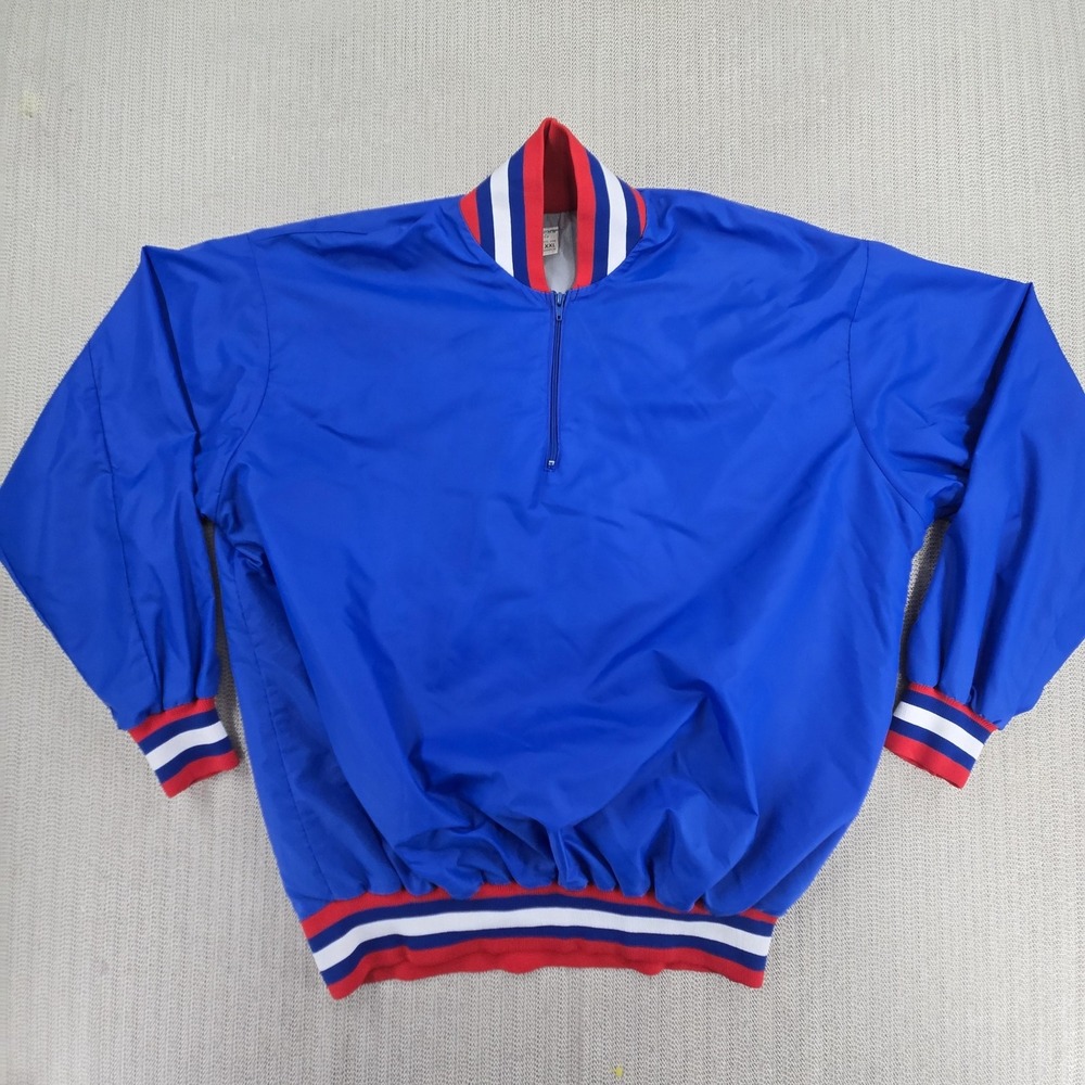 Vintage Powers Mfg Co Jacket Mens 2XL Blue 1/2 Zip Anorak Windbreaker USA Made